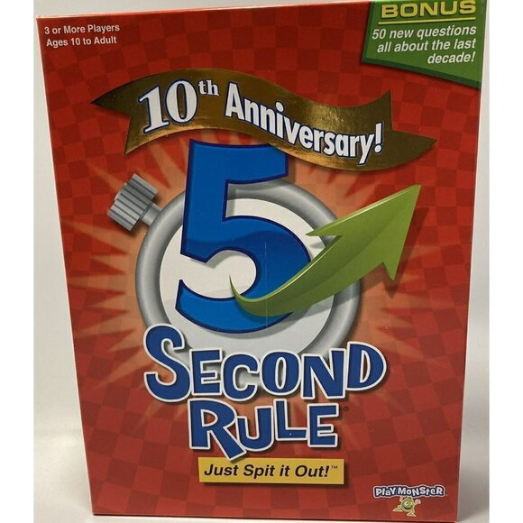 5 Second Rule - 10th Anniversary by Play Monster Ages 10+ Family Game New - Picture 1 of 5